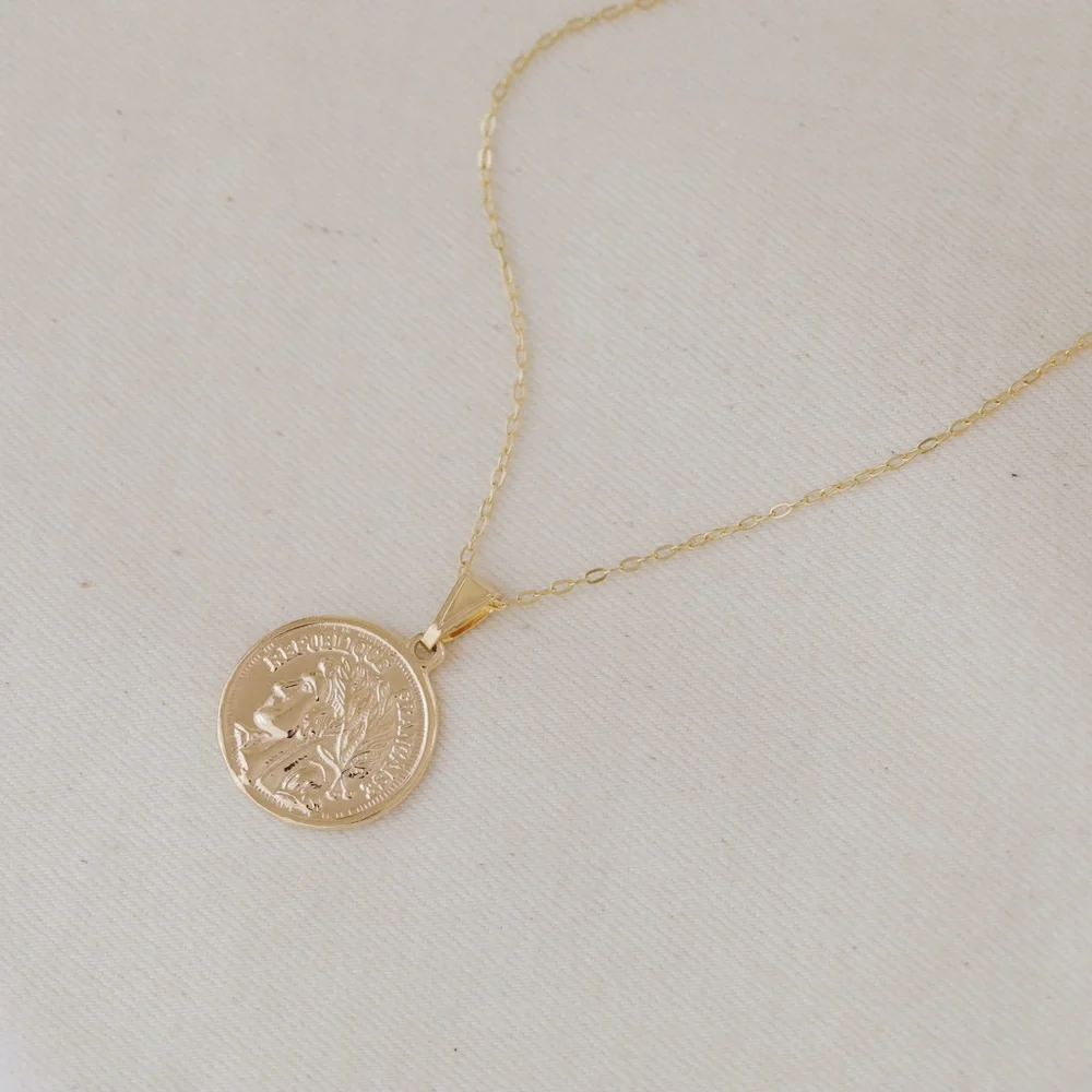 French Coin Necklace | 18k Gold Filled - Picture 6 of 10
